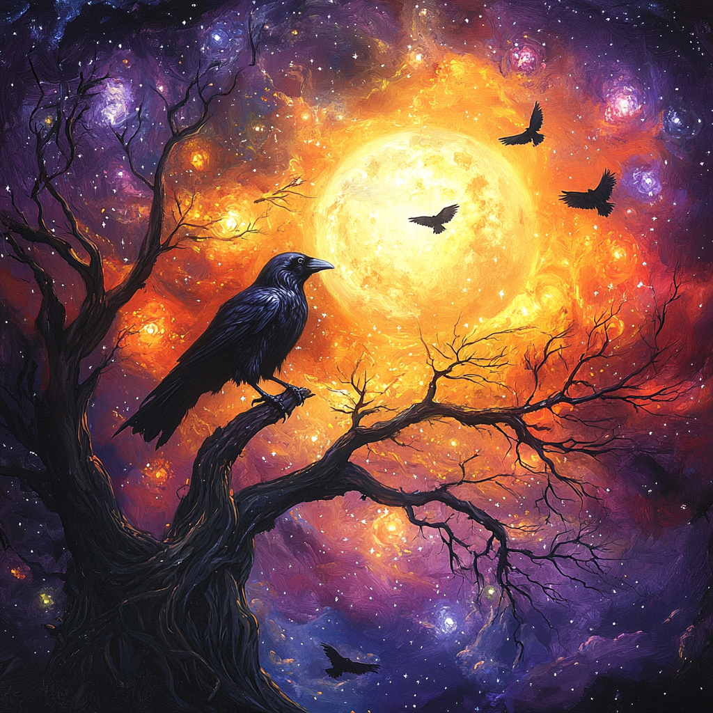 Glowing Moon Raven Diamond Art Kit