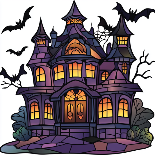 Glowing Window Abstract Haunted House Diamond Art Kit