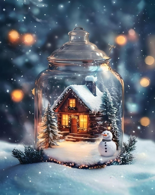 Glowing Window Cabin Jar Diamond Art Kit