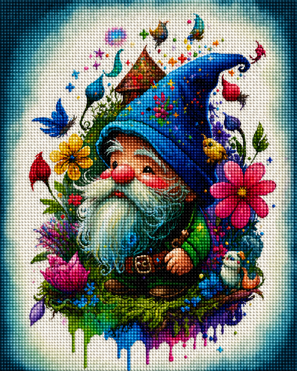 Gnome Flower Painting Diamond Art Kit
