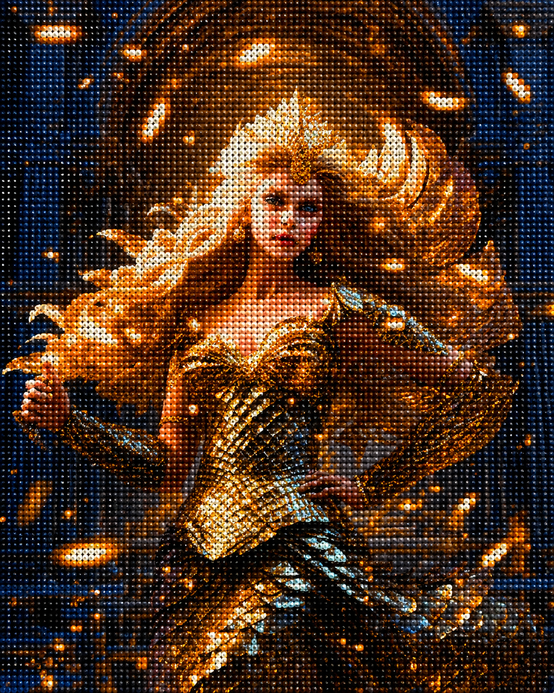 Gold Dress Mermaid Queen Diamond Art Kit — diamond art kit canvas