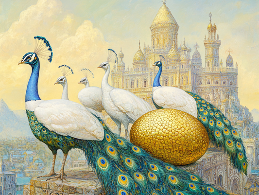 Golden Egg and Peacocks Diamond Art Kit