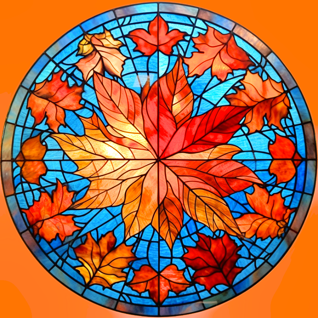 Golden Shades of Fall Leaf Circle Diamond Art Kit