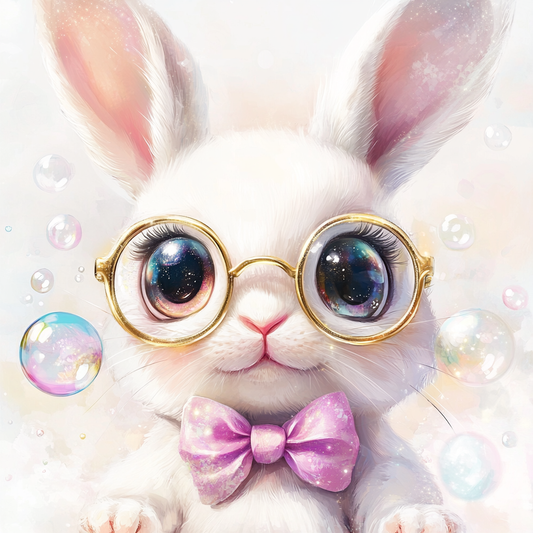 Gold Rim Glasses Rabbit Diamond Art Kit