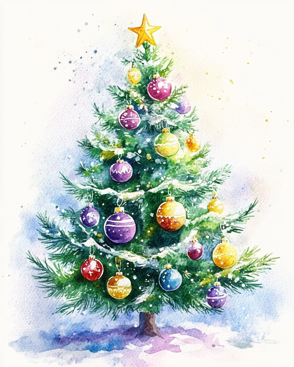 Gold Star Colorful Christmas Tree Diamond Art Kit