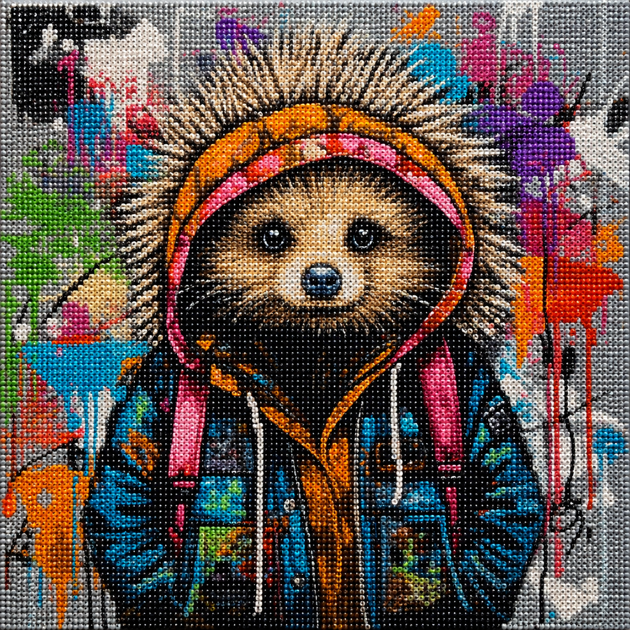 Graffiti Hoody Hedgehog Diamond Art Kit — diamond art kit canvas