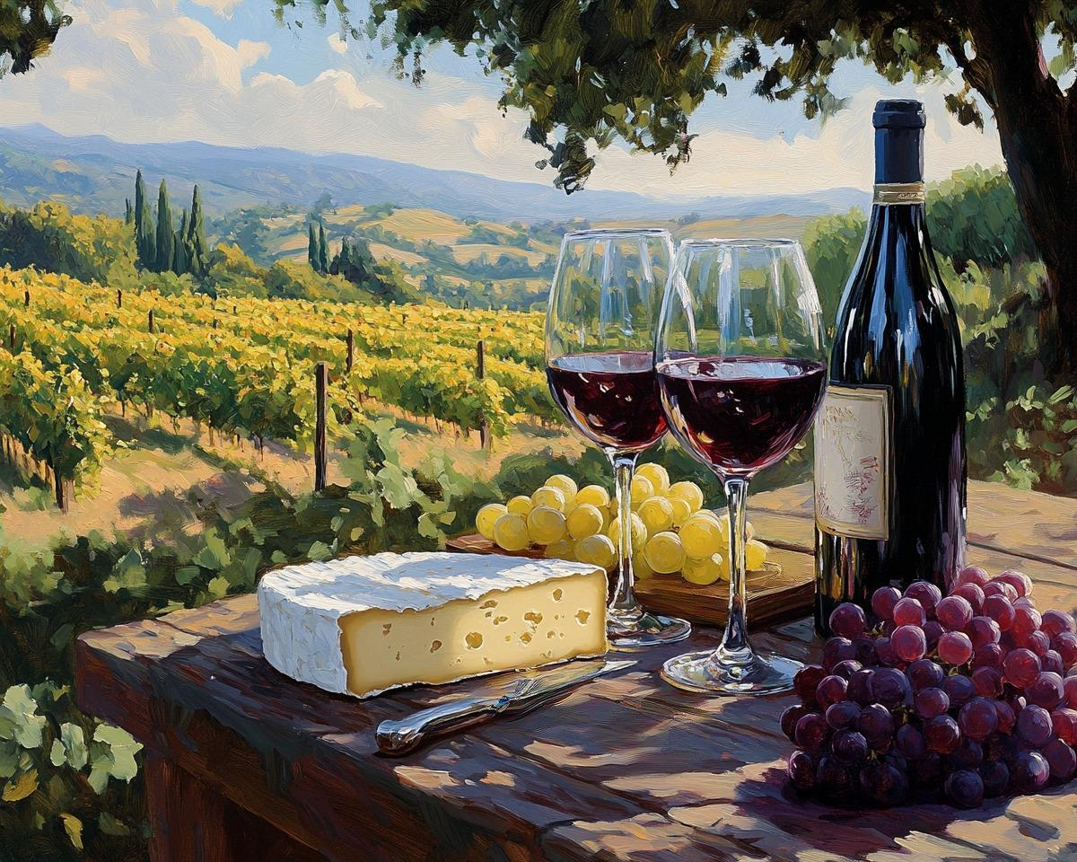 Grape Vines, Wine, and Cheese Diamond Art Kit