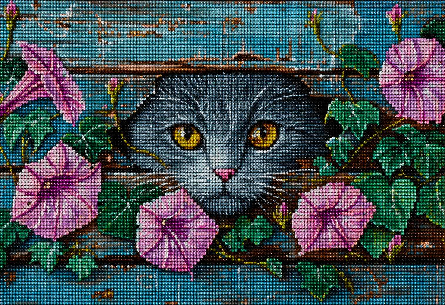 Gray Cat Peekaboo Diamond Art Kit — diamond art kit canvas