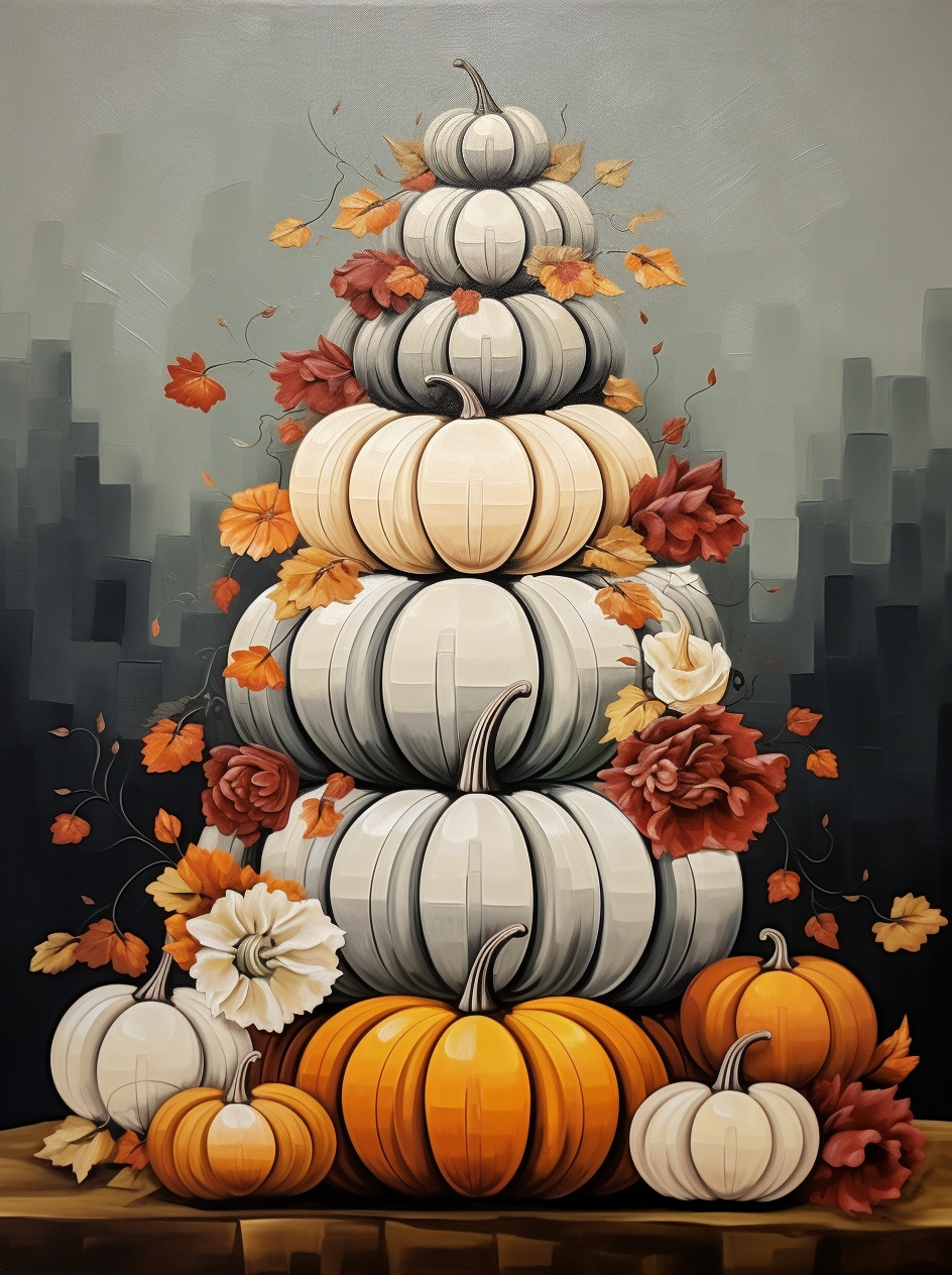 Grey and Cream Pumpkins Diamond Art Kit