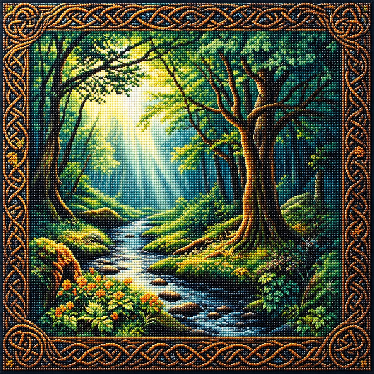 Green Forest Stream Diamond Art Kit
