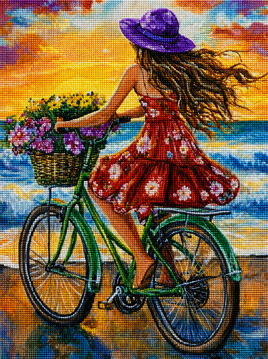 Green Beach Bike Diamond Art Kit
