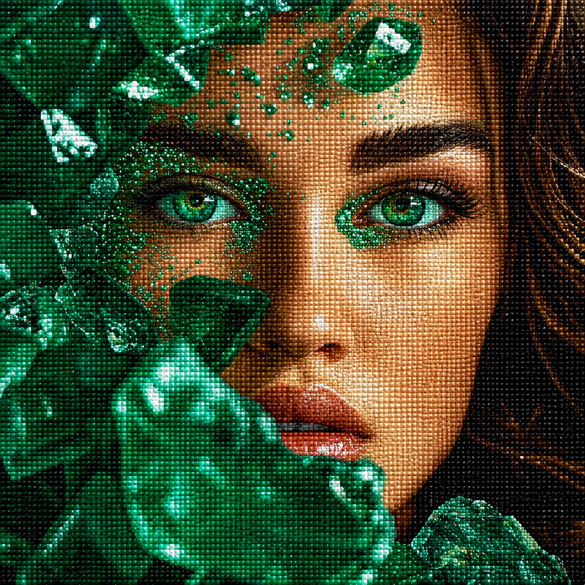 Green Crystal Girl Diamond Art Kit — diamond art kit canvas