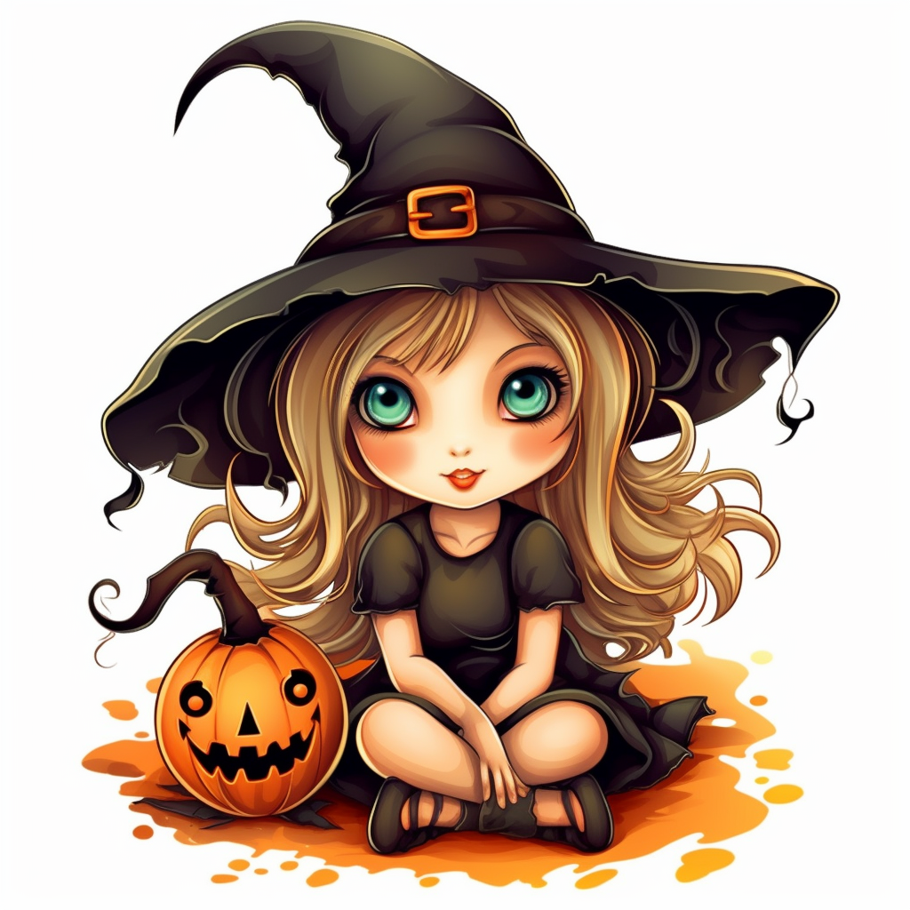 Green Eye Cute Halloween Witch Diamond Art Kit