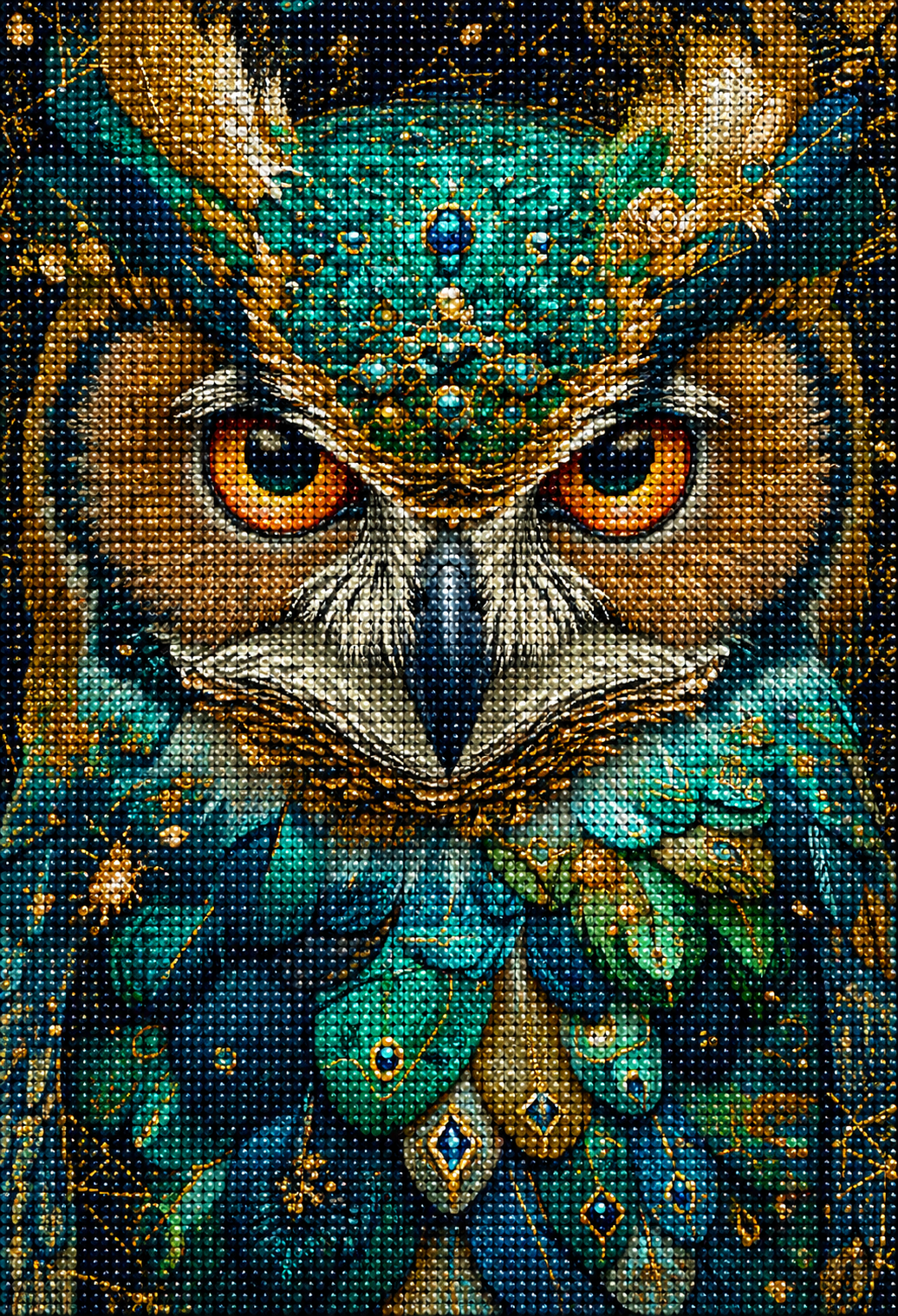 Green Gem Abstract Owl Diamond Art Kit — diamond art kit canvas