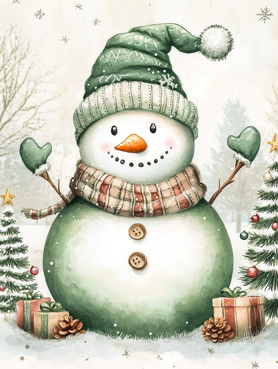 Green Glove Snowman Diamond Art Kit