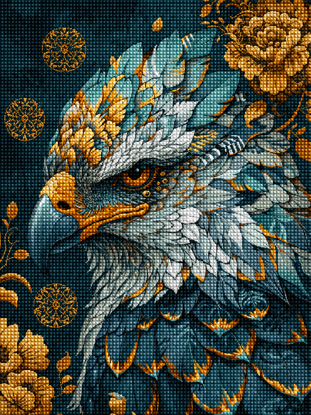 Green And Gold Eagle Diamond Art Kit