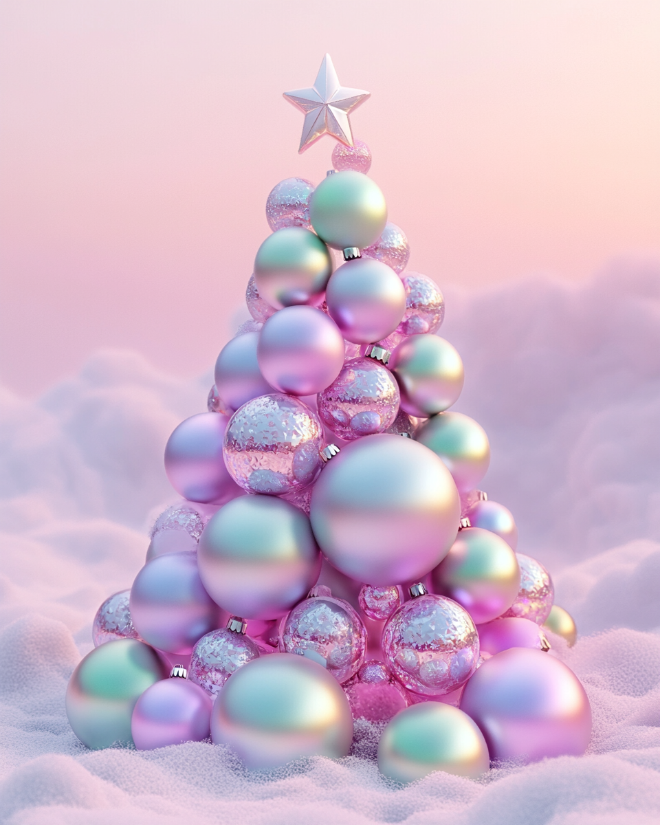 Green and Pink Ball Christmas Tree Diamond Art Kit