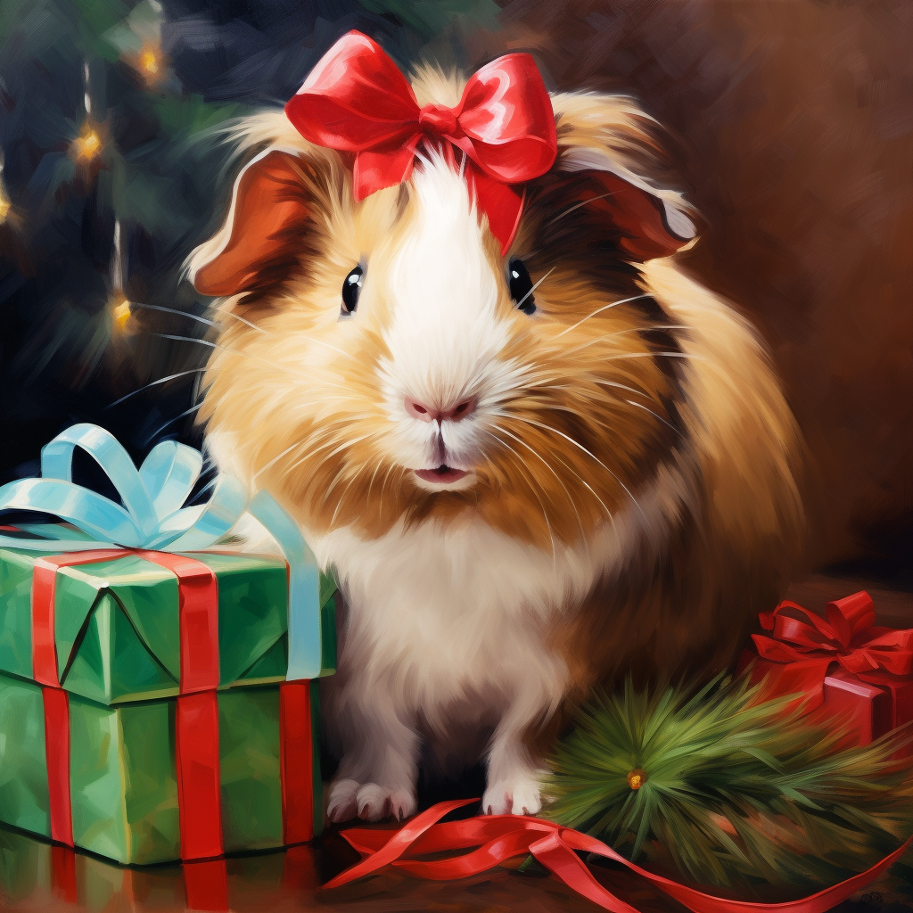 Green Present Guinea Pig Diamond Art Kit