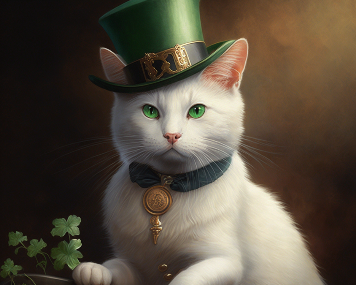 Green Top Hat Cat Diamond Art Kit