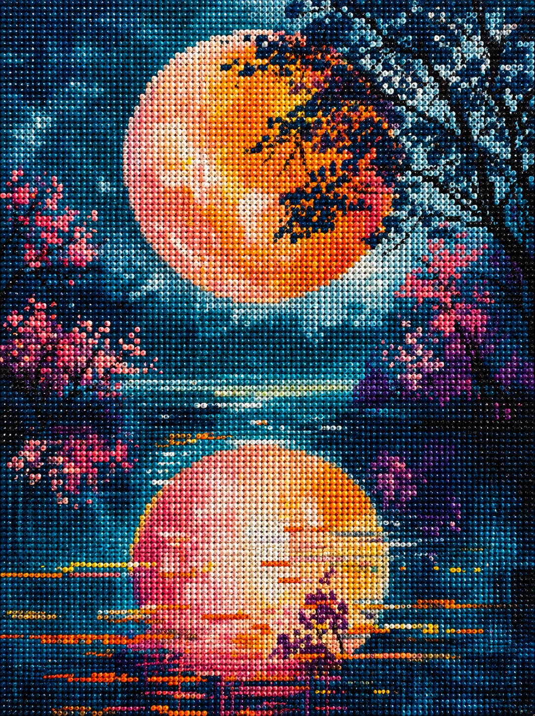 Green Water Moon Reflection Diamond Art Kit — diamond art kit canvas