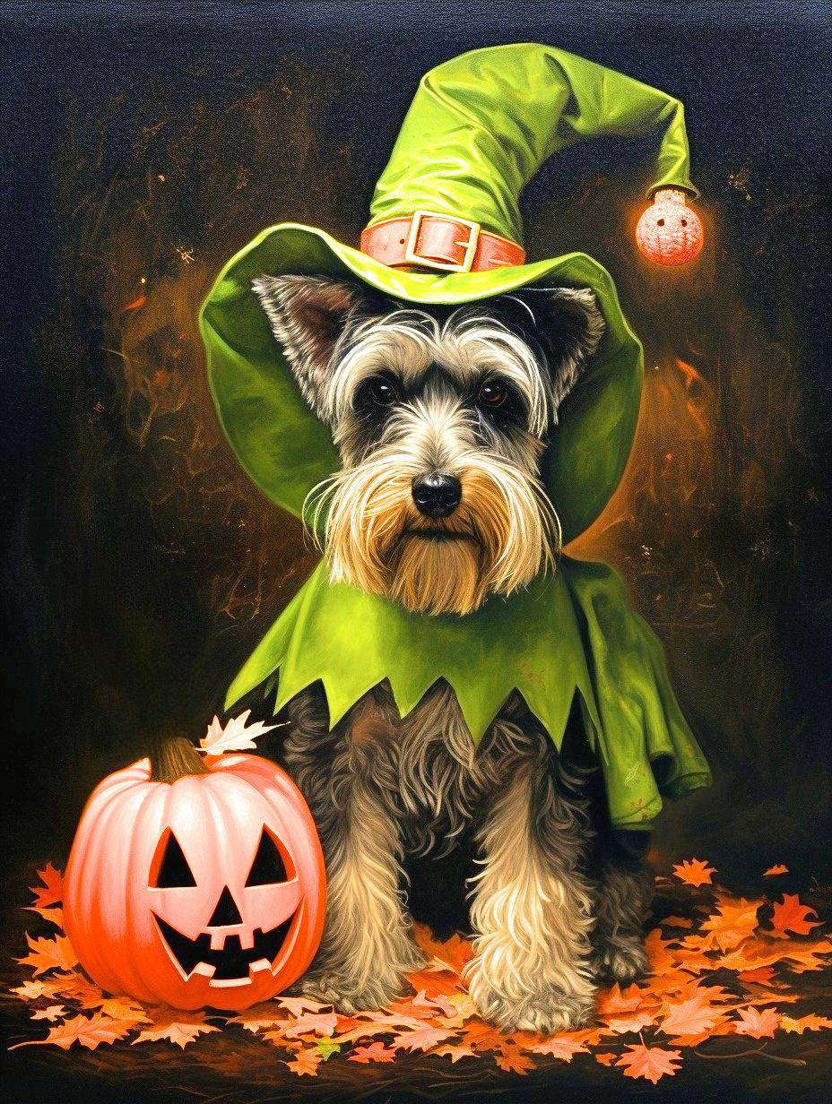Green Wizard Hat Schnauzer Diamond Art Kit