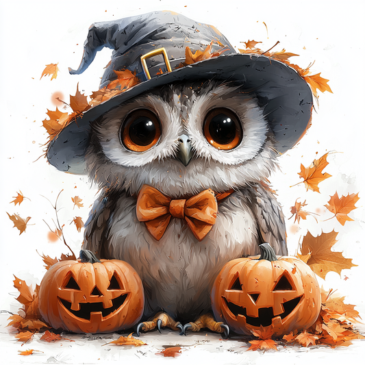 Grey Hat Witch Owl Diamond Art Kit