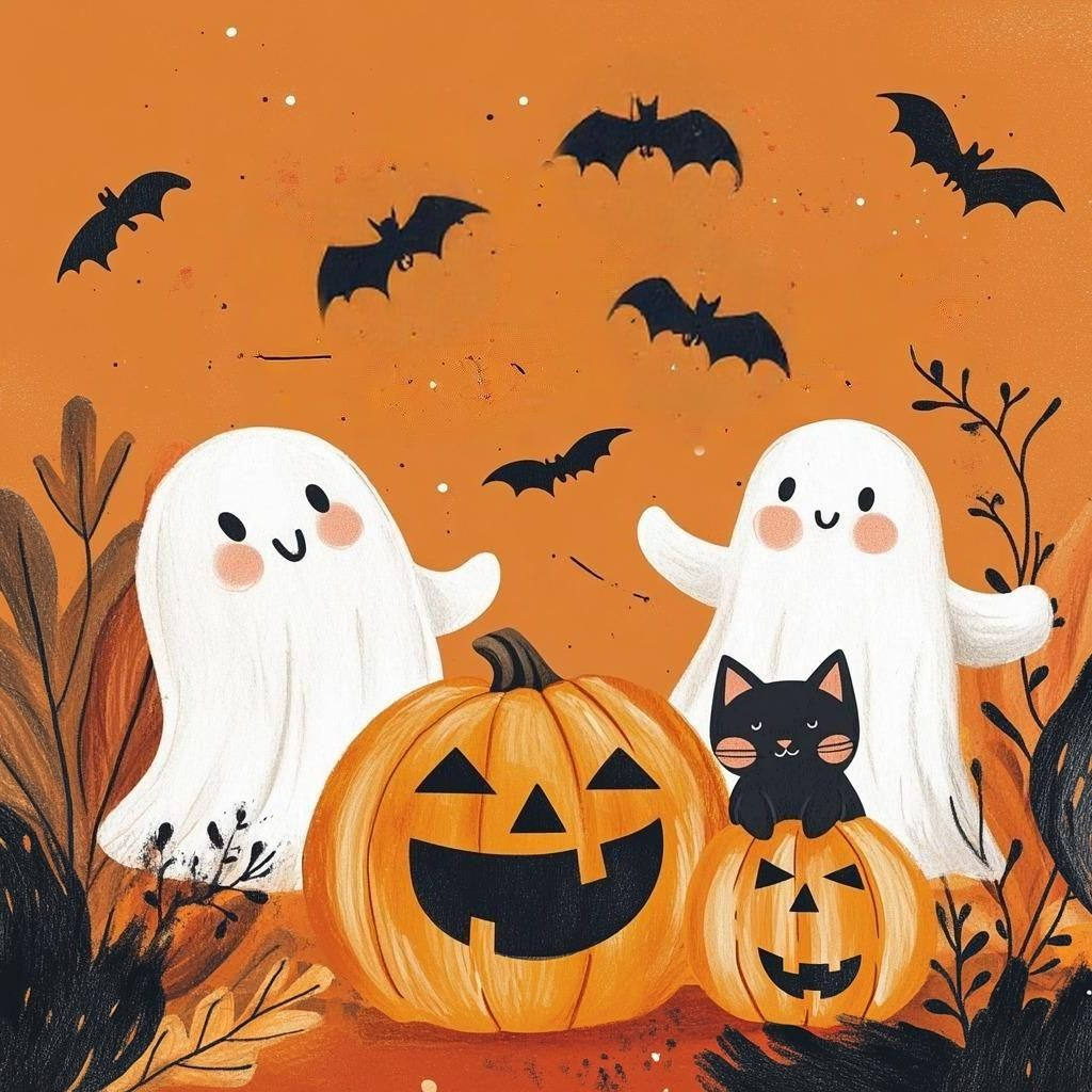 Halloween Ghosts and Kitten Diamond Art Kit