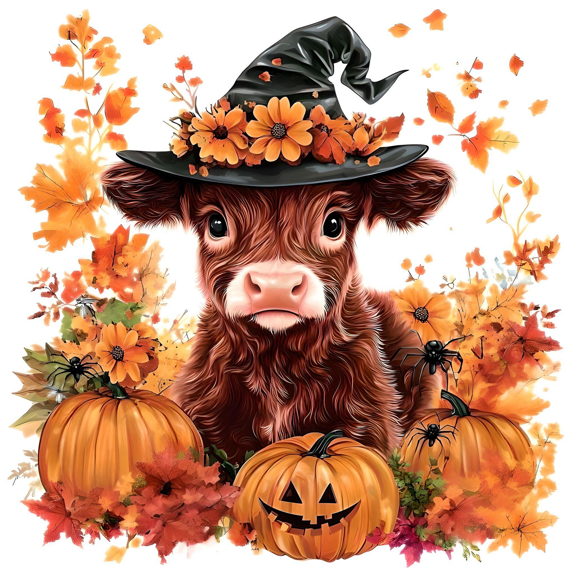 Halloween Pumpkin Brown Calf Diamond Art Kit