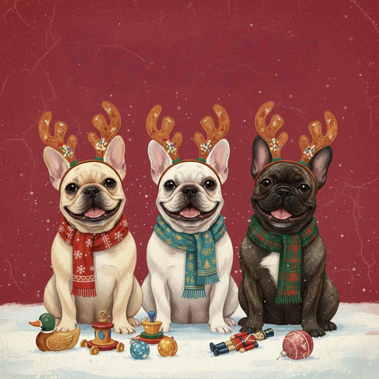 Happy Holidays Frenchies Diamond Art Kit