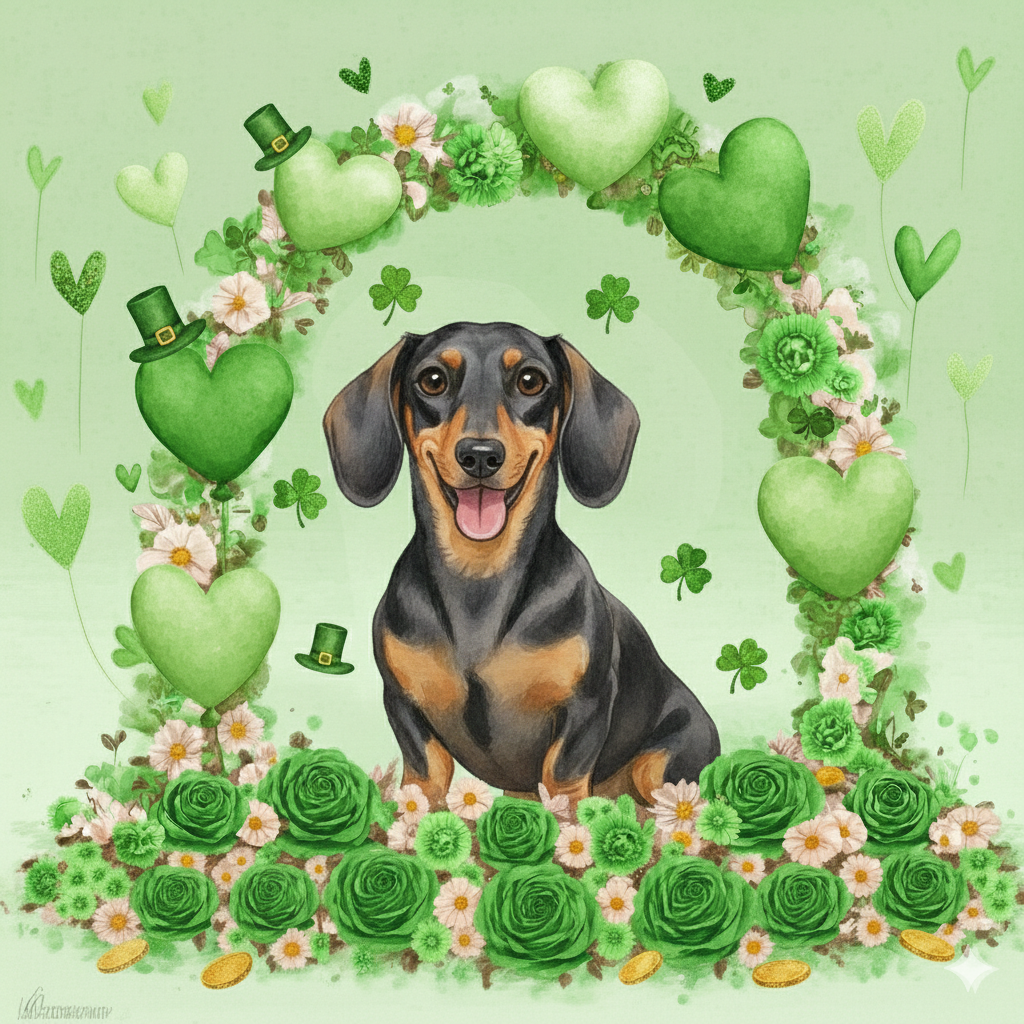 Happy St. Patrick's Day Arch Dachshund Diamond Art Kit