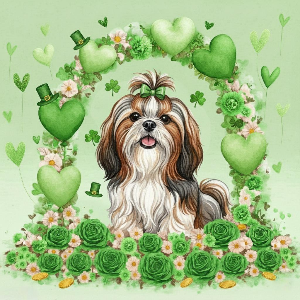 Happy St. Patrick's Day Arch Shih Tzu Diamond Art Kit