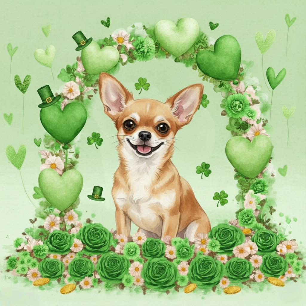 Happy St. Patrick's Day Arch Short Haired Chihuahua Diamond Art Kit