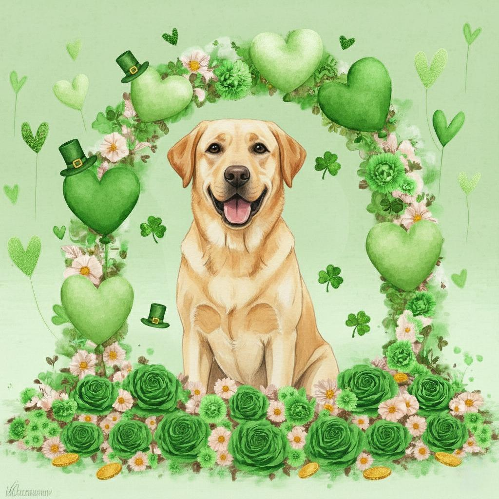 St Patrick's Day Arch Yellow Labrador Retriever Diamond Art