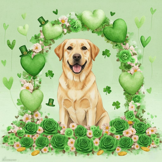 St Patrick's Day Arch Yellow Labrador Retriever Diamond Art