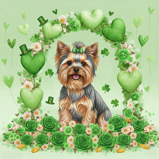 Happy St. Patrick's Day Arch Yorkshire Terrier Diamond Art Kit