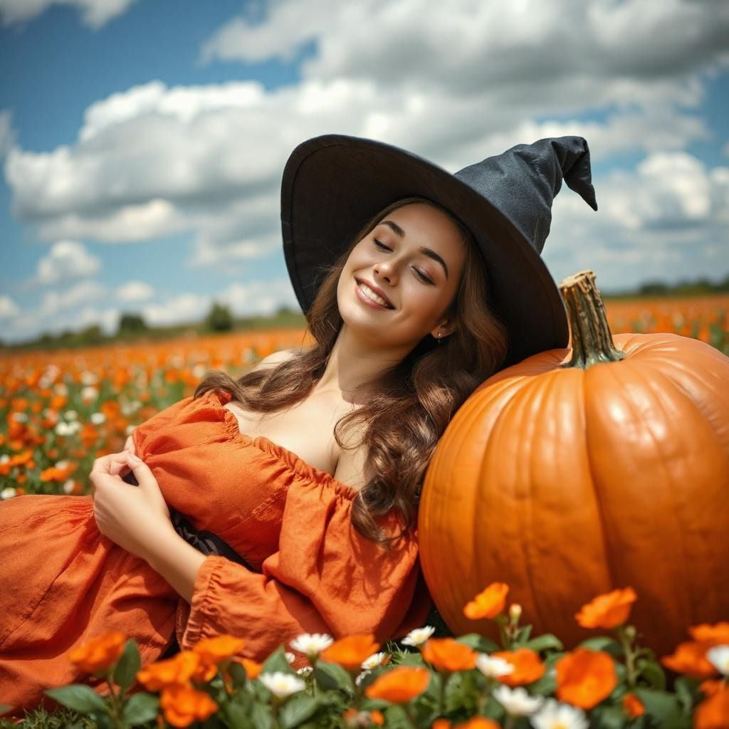 Happy Witch and Pumpkin Diamond Art Kit