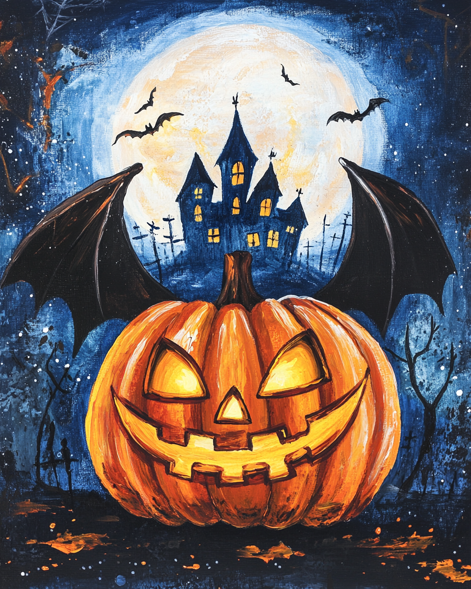 Haunted House and Winged Jackolantern Diamond Art Kit