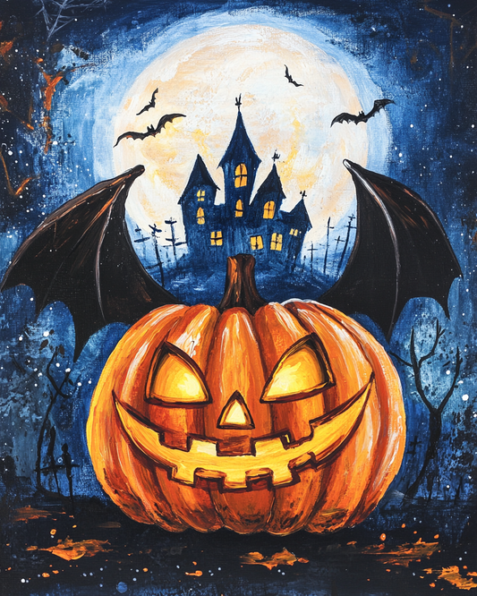Haunted House and Winged Jackolantern Diamond Art Kit