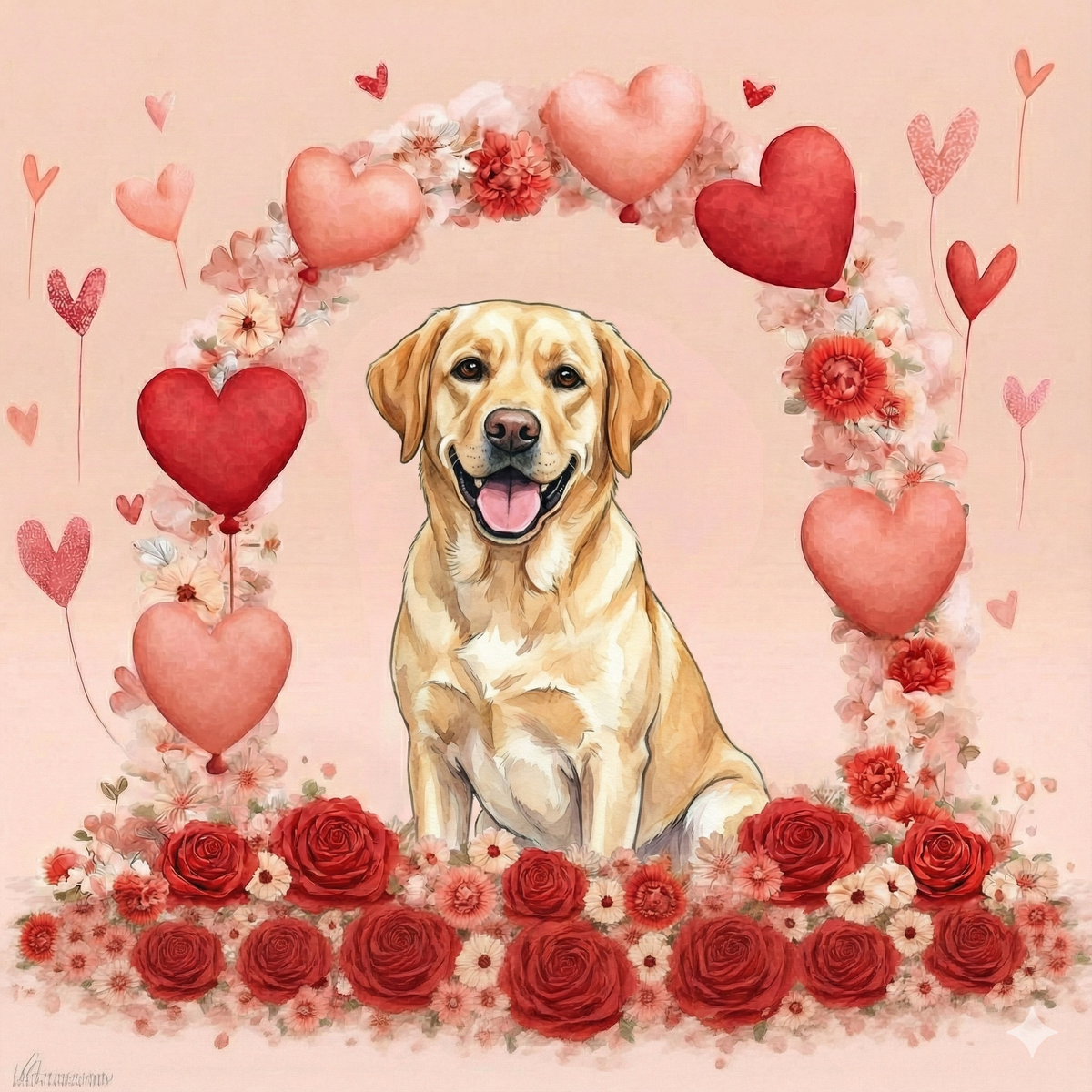 Heart Arch Yellow Labrador Retriever Diamond Art Kit