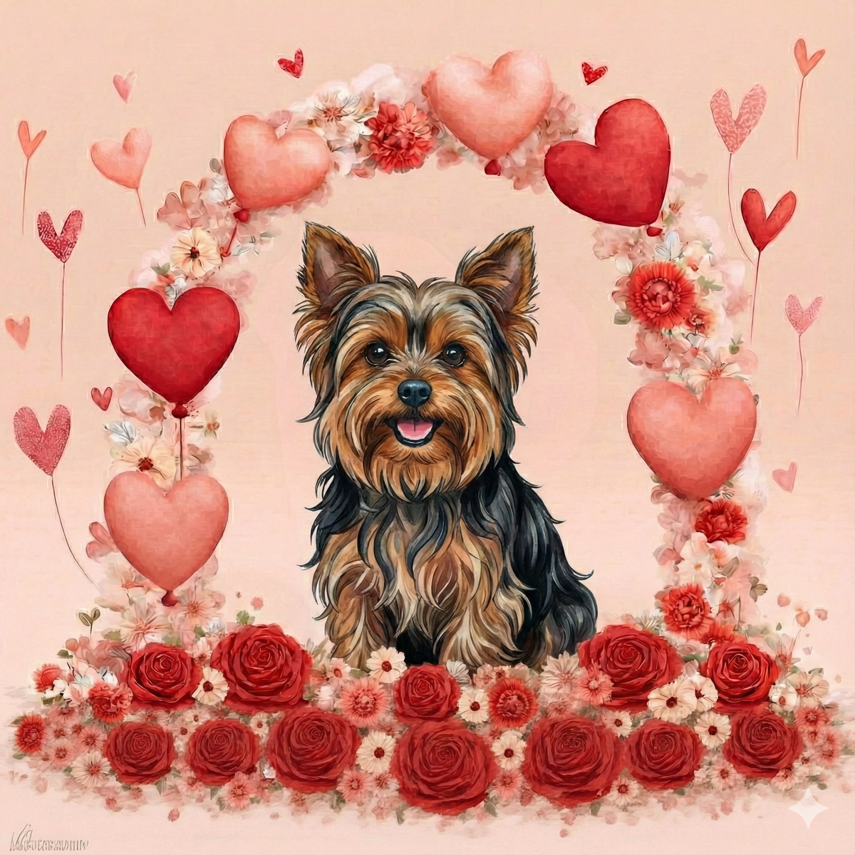 Heart Arch Yorkshire Terrier Diamond Art Kit