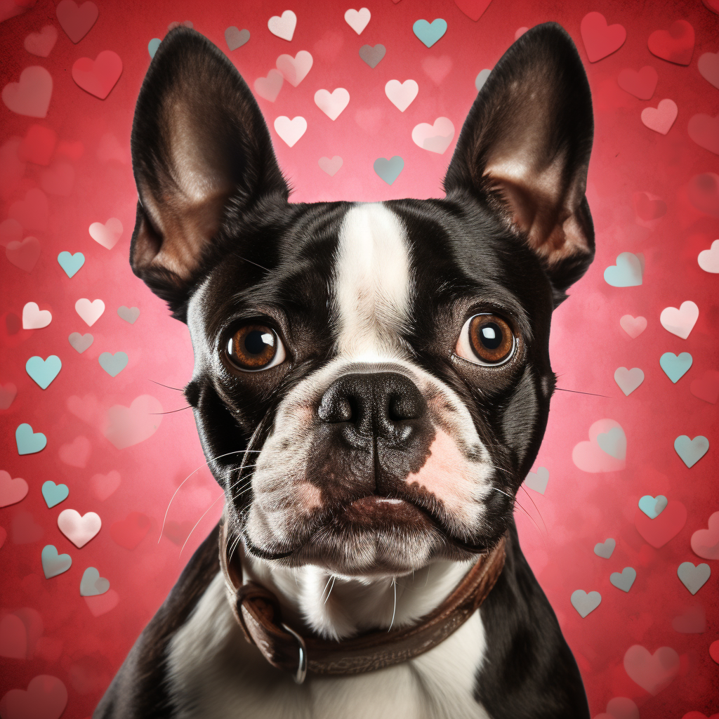 Heart Background Boston Terrier Diamond Art Kit