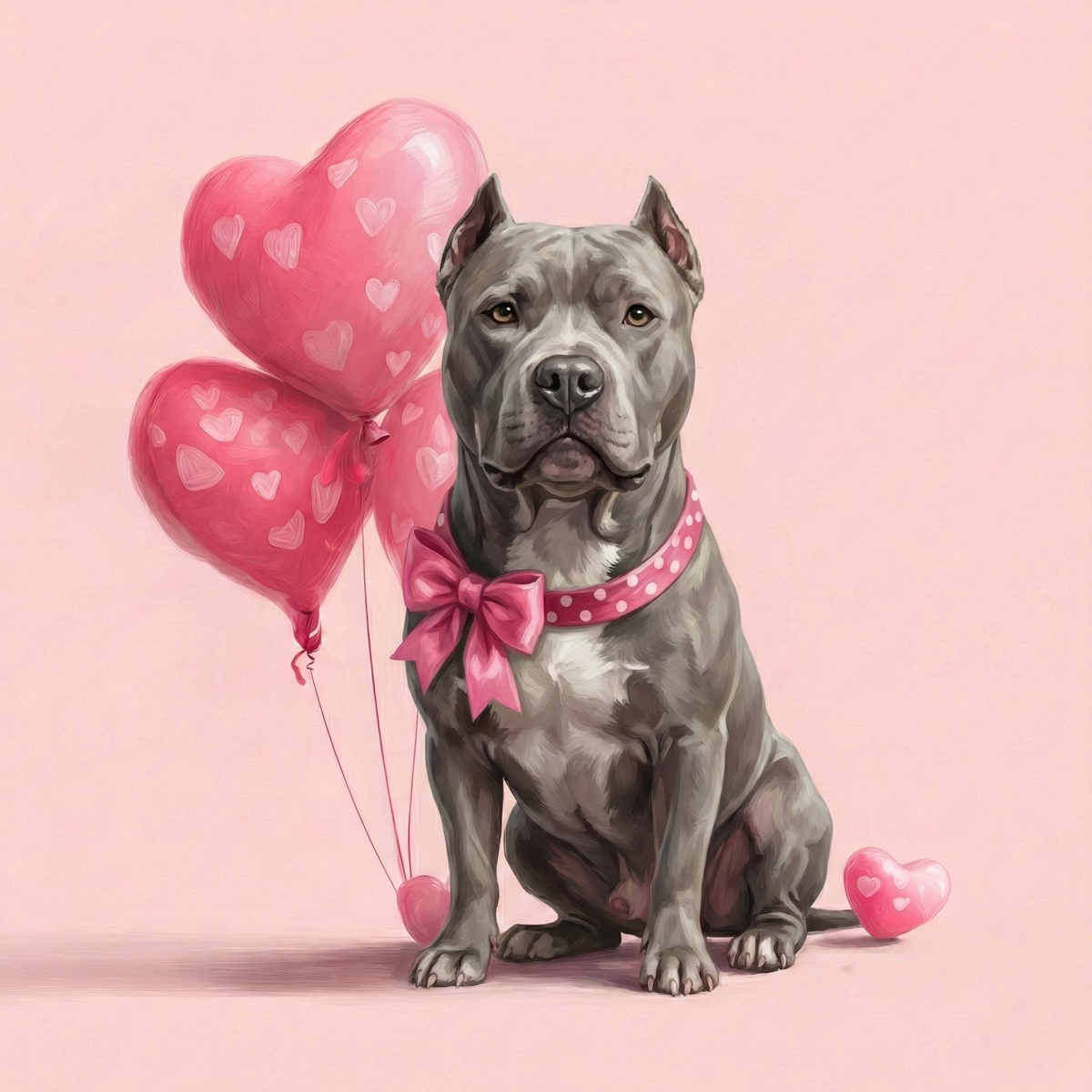 Heart Balloons American Pitbull Terrier Diamond Art Kit