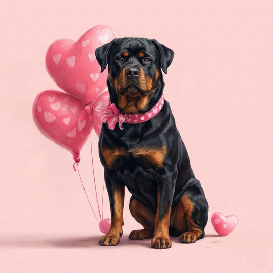 Heart Balloons Rottweiler Diamond Art Kit