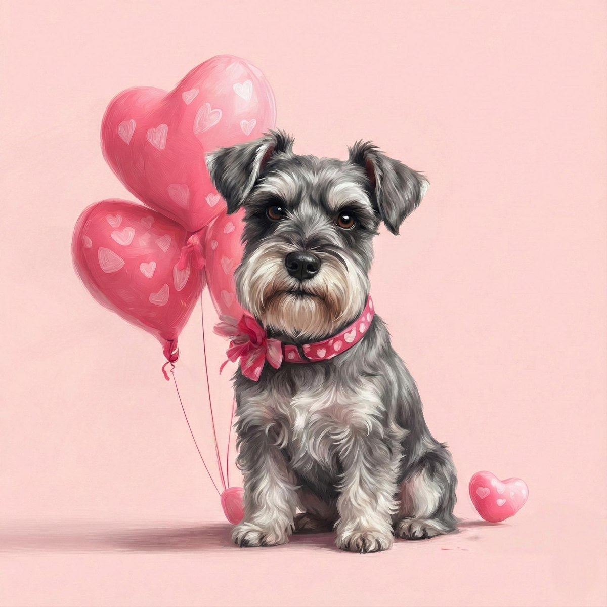 Heart Balloons Schnauzer Diamond Art Kit