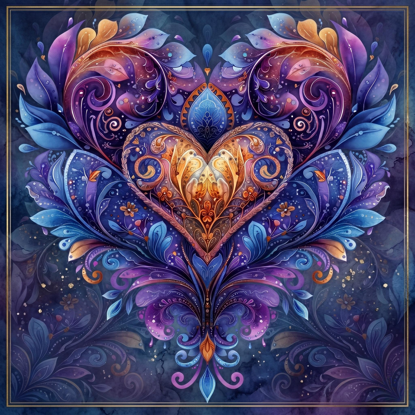 Heart Shape Leaf Mandala Diamond Art Kit