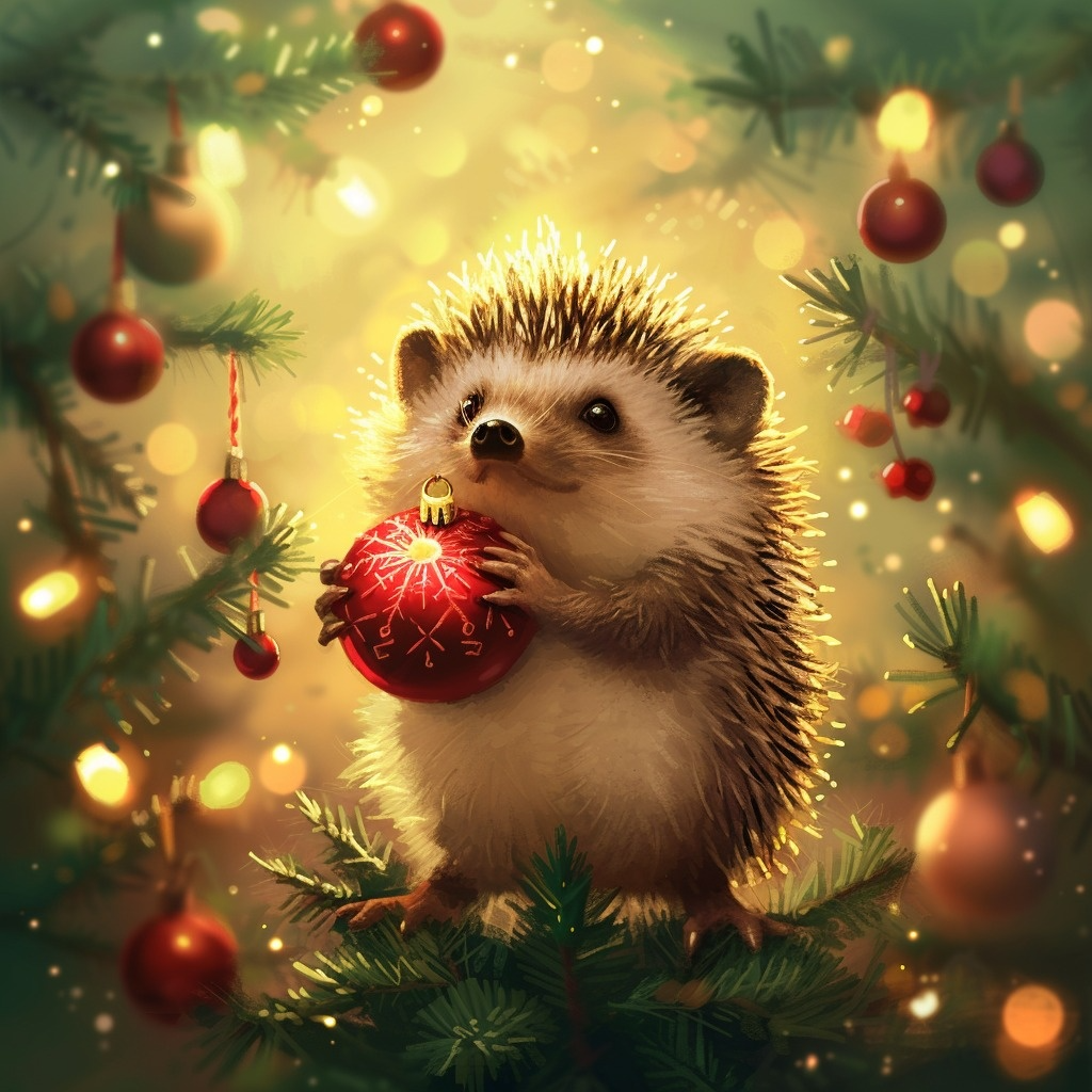 Hedgehog Christmas Ornament Diamond Art Kit