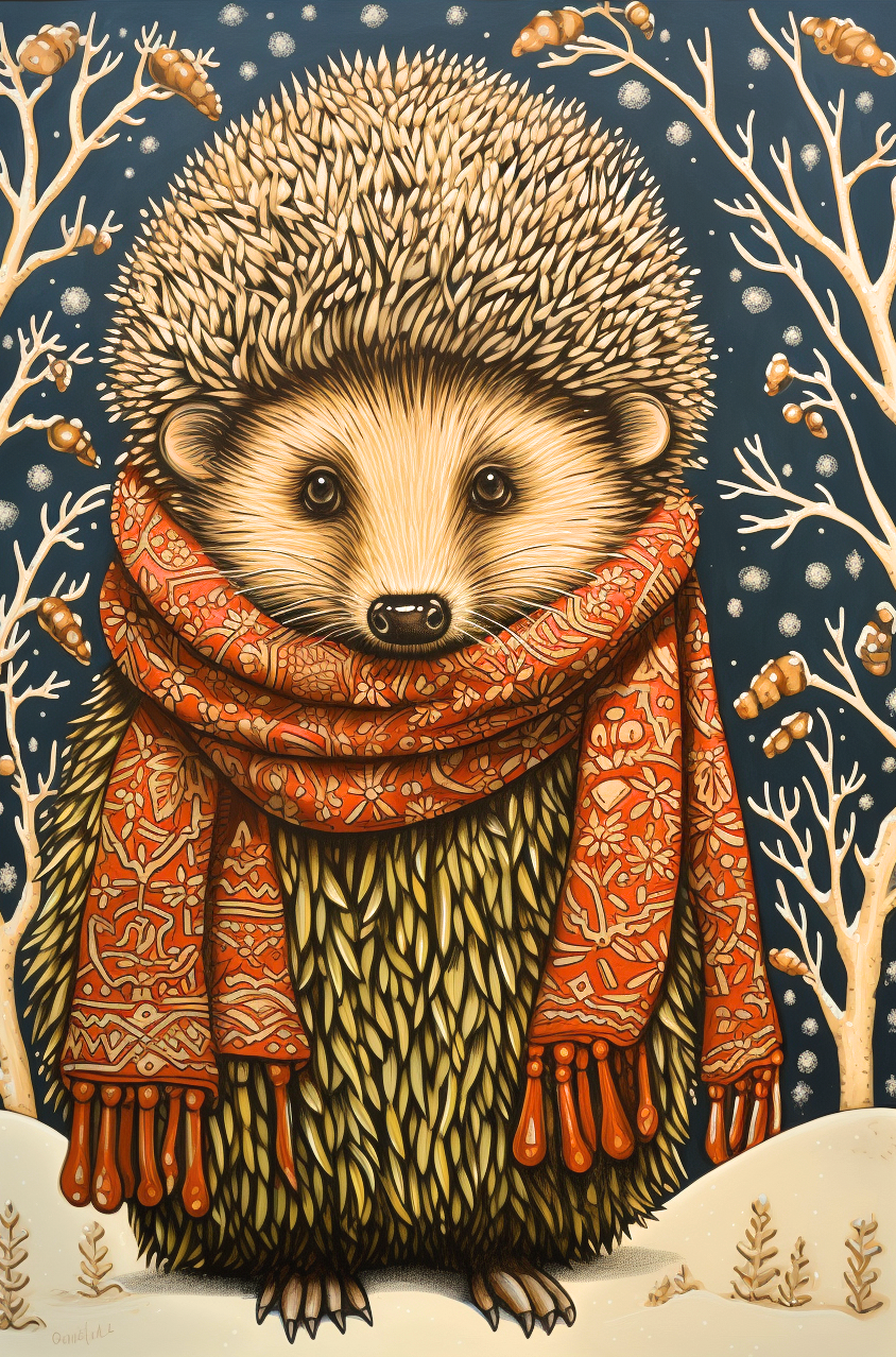 Hedgehog In Winter Diamond Art Kit