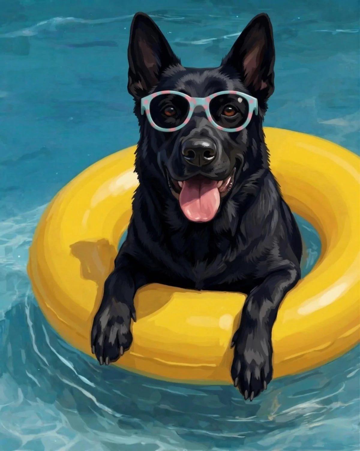 Hello Summer Black German Shepherd Diamond Art Kit