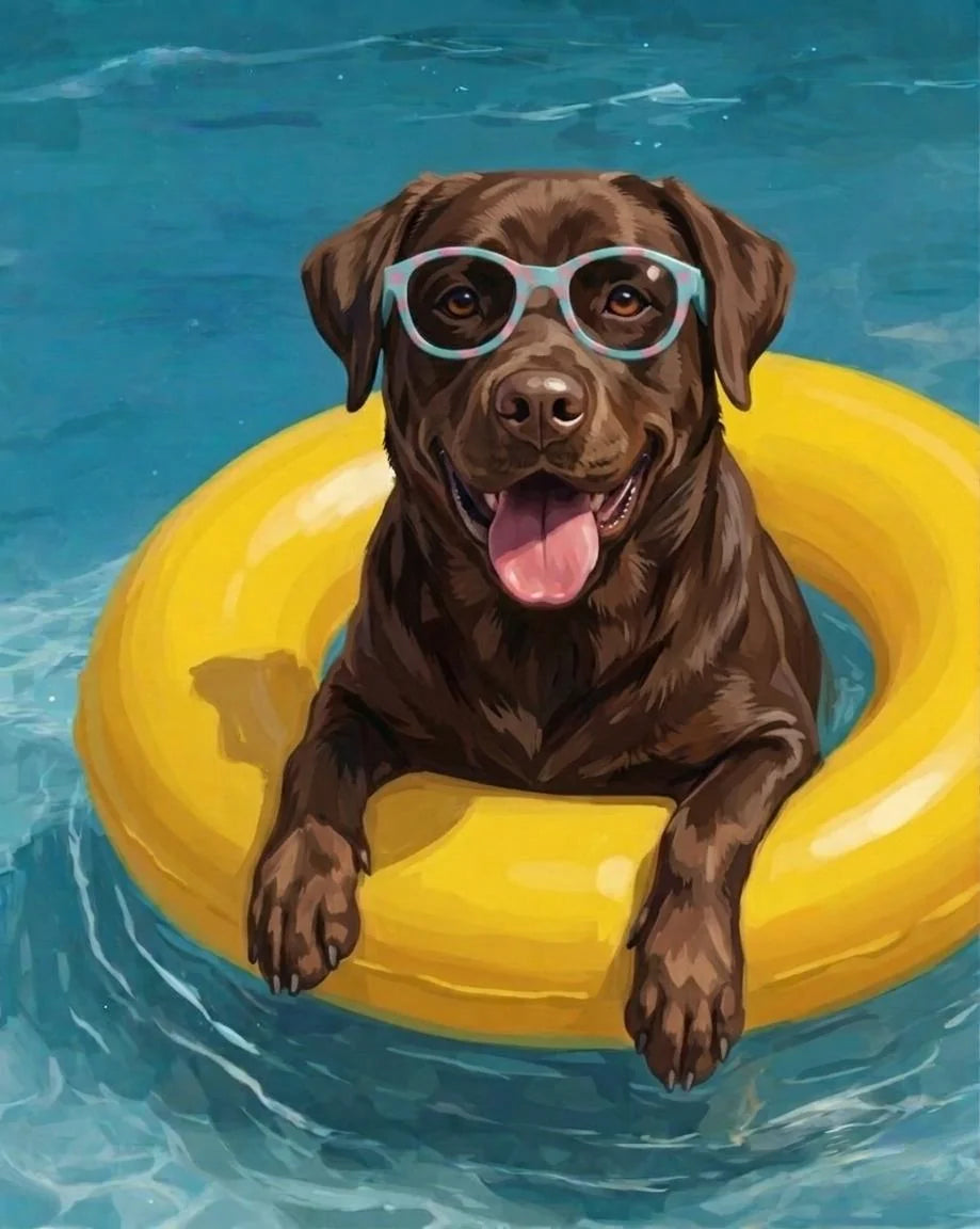 Hello Summer Chocolate Labrador Retriever Diamond Art Kit