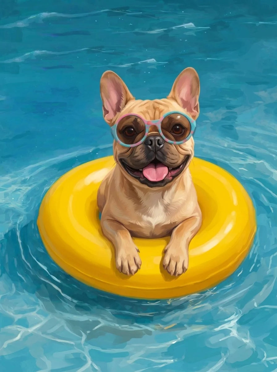 Hello Summer French Bulldog Diamond Art Kit